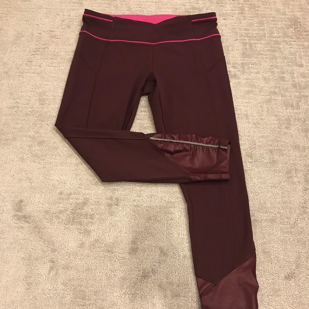 Lululemon yoga leggings 10 maroon RARE 26”